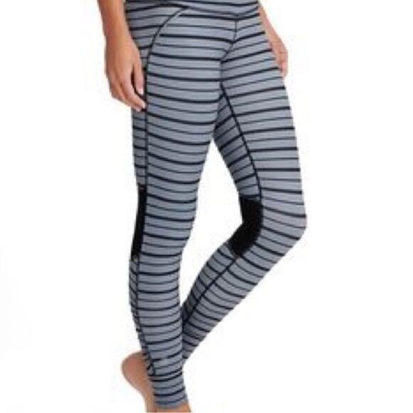 Athleta Relay Striped Leggings, Black & Gray, Size M, Running, Yoga, Athleisure - Picture 2 of 15